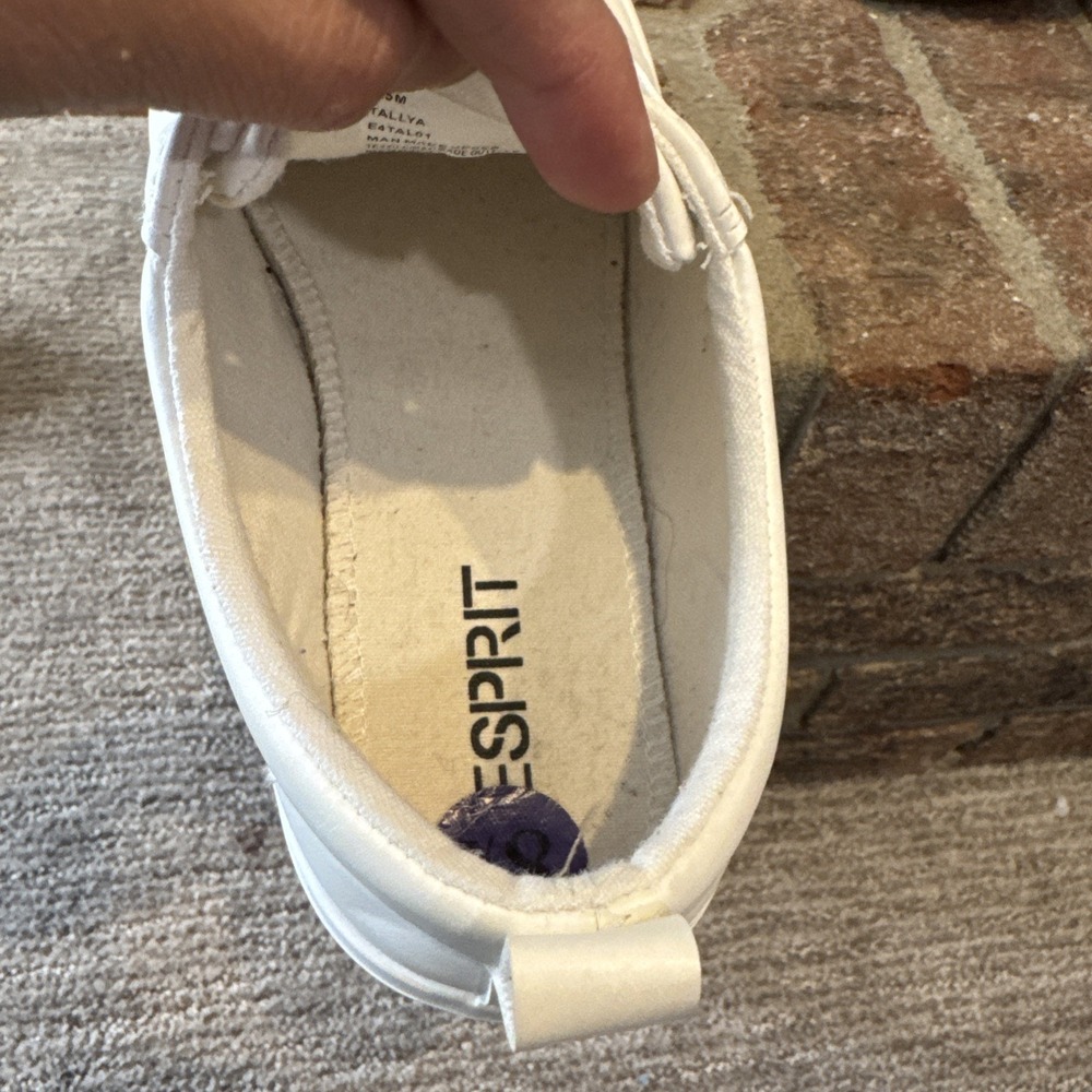Esprit Tallya White Faux Leather Sneakers Womens Sz 8.5 Lace Up Casual #166 - Picture 5 of 16